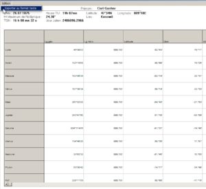 Exportation des données astrométriques
