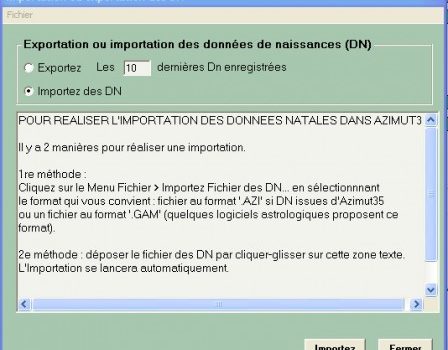 Importation des données de naissance