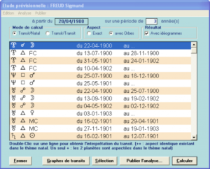 Recherche des dates des transits planétaires